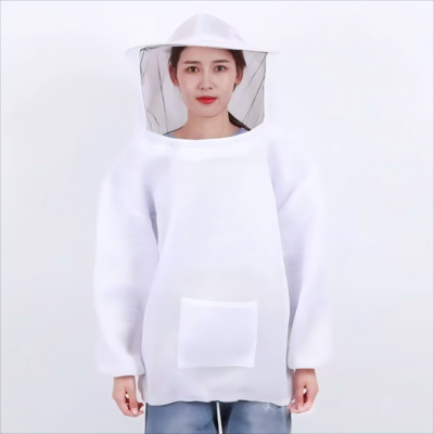 comprar Jaqueta de Apicultura Respirável com Chapéu de Abelha Protetor - Branco fabricação em linha