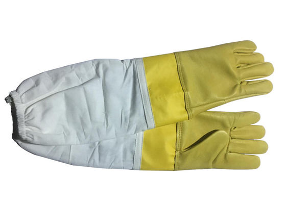 comprar Protetor de couro amarelo da pele da cabra #13 e do pulso de Smoothy e luva branca de pano   Luva da abelha fabricação em linha