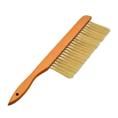 Escova de abelha de pêlo de cavalo de linha única com alça de madeira para apicultura suave e limpeza do quadro do mel