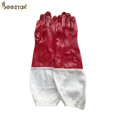 Luvas de borracha vermelhas da apicultura da luva de pano de Honey Bee Gloves With White